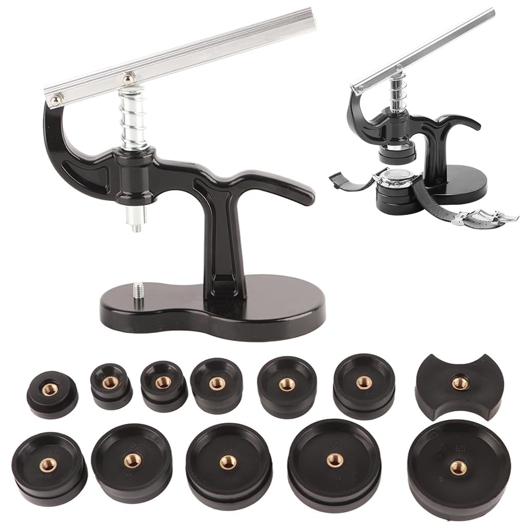 Serplex Watch Case Press Tool with Multi Dies Set Spring Loaded Lever Watch Case Press Tool Wristwatch Repair Tool for Fitting & Removing Watch Glass Cover, Pressing Case Back Serplex Watch Case Press Tool with Multi Dies Set Spring Loaded Lever Watch Case Press Tool Wristwatch Repair Tool for Fitting & Removing Watch Glass Cover, Pressing Case Back